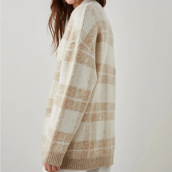 Rails Runi Oversized Cardigan Ivory Sand Plaid - Picture 3 of 5